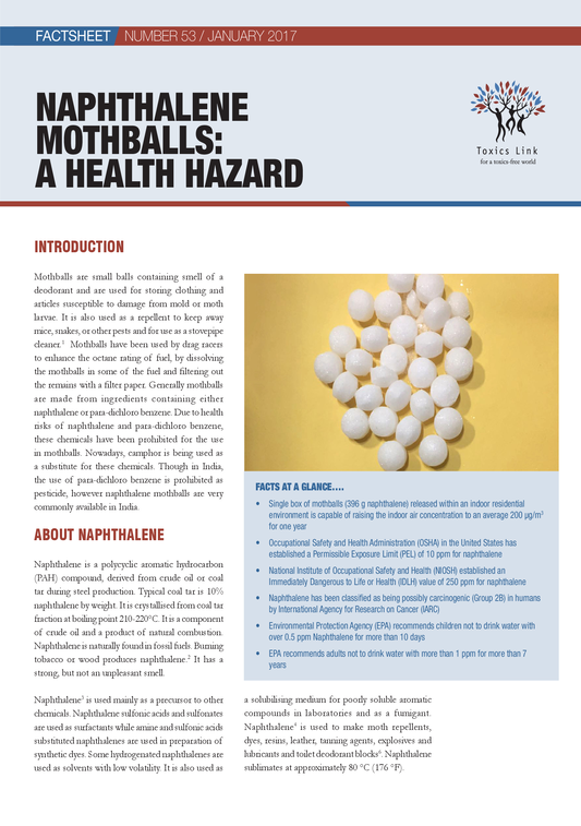 Factsheet 53 on NAPHTHALENE MOTHBALLSA HEALTH HAZARD