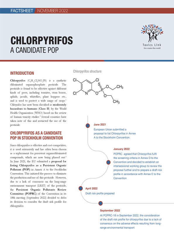 Factsheets Chlorpyrifos A Candidate POP