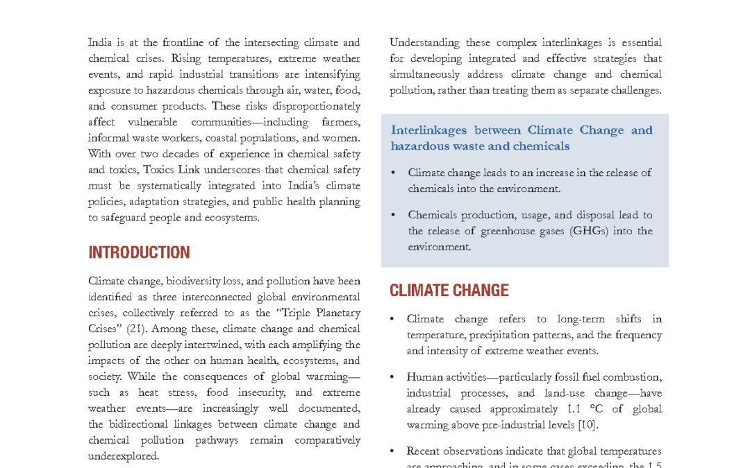 Climate Change, Chemicals, and Health: Key Facts and Implications