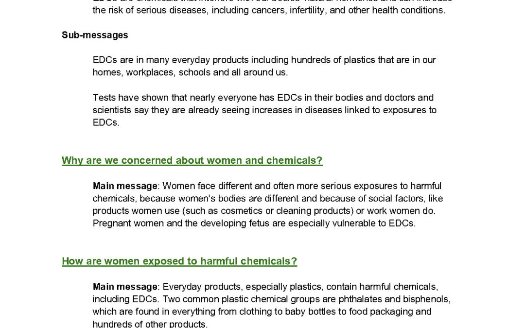 Campaign on Women and Chemicals: Women and endocrine-disrupting chemicals (EDCs)